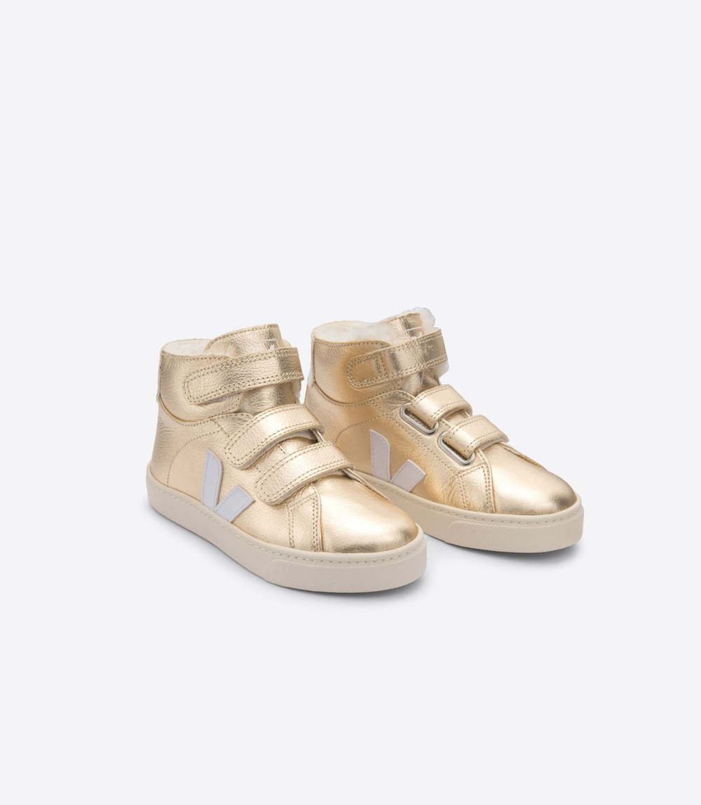 Veja Sneakers Kids - Esplar Mid Leather - Gold/White - 0419RFMOC